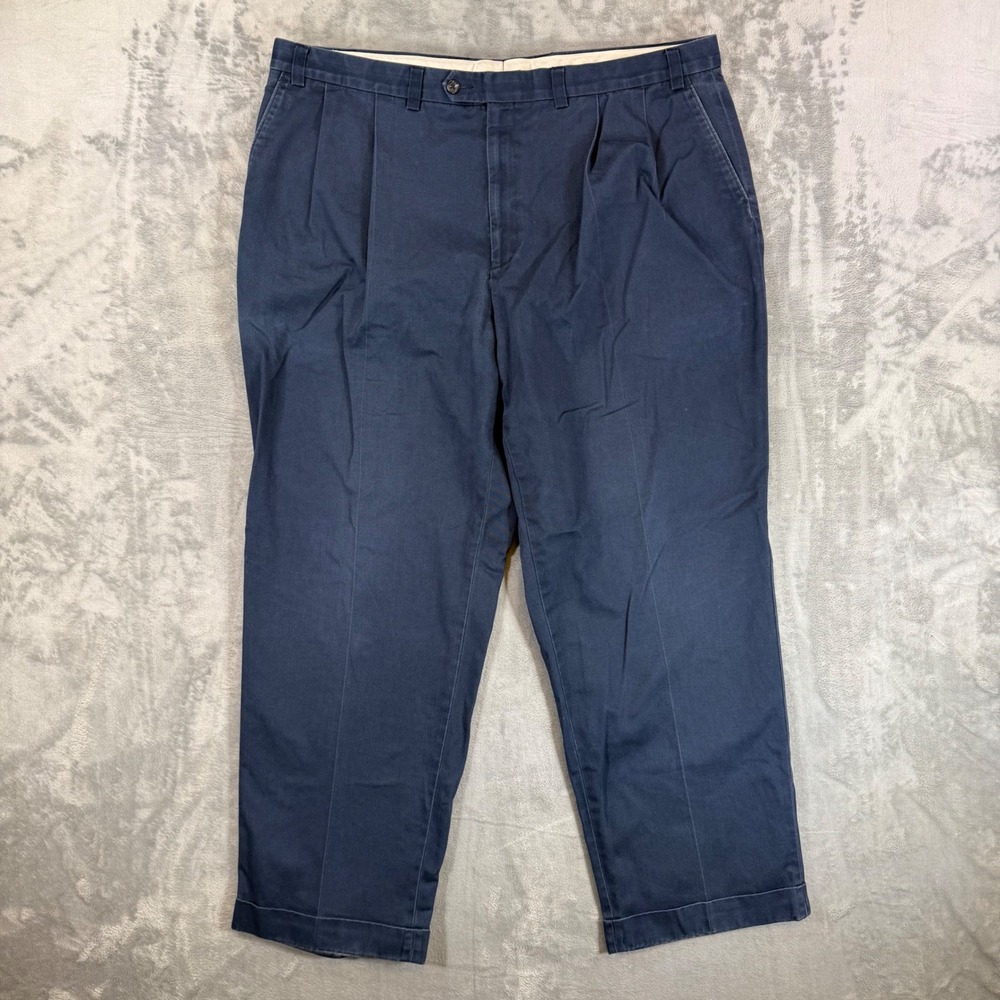 Lauren Ralph Lauren Pleated Chino Pants‎ Men's Size 44x32 Navy Blue Cotton